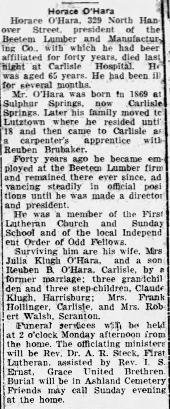 O'Hara, Horace obit # 90944060